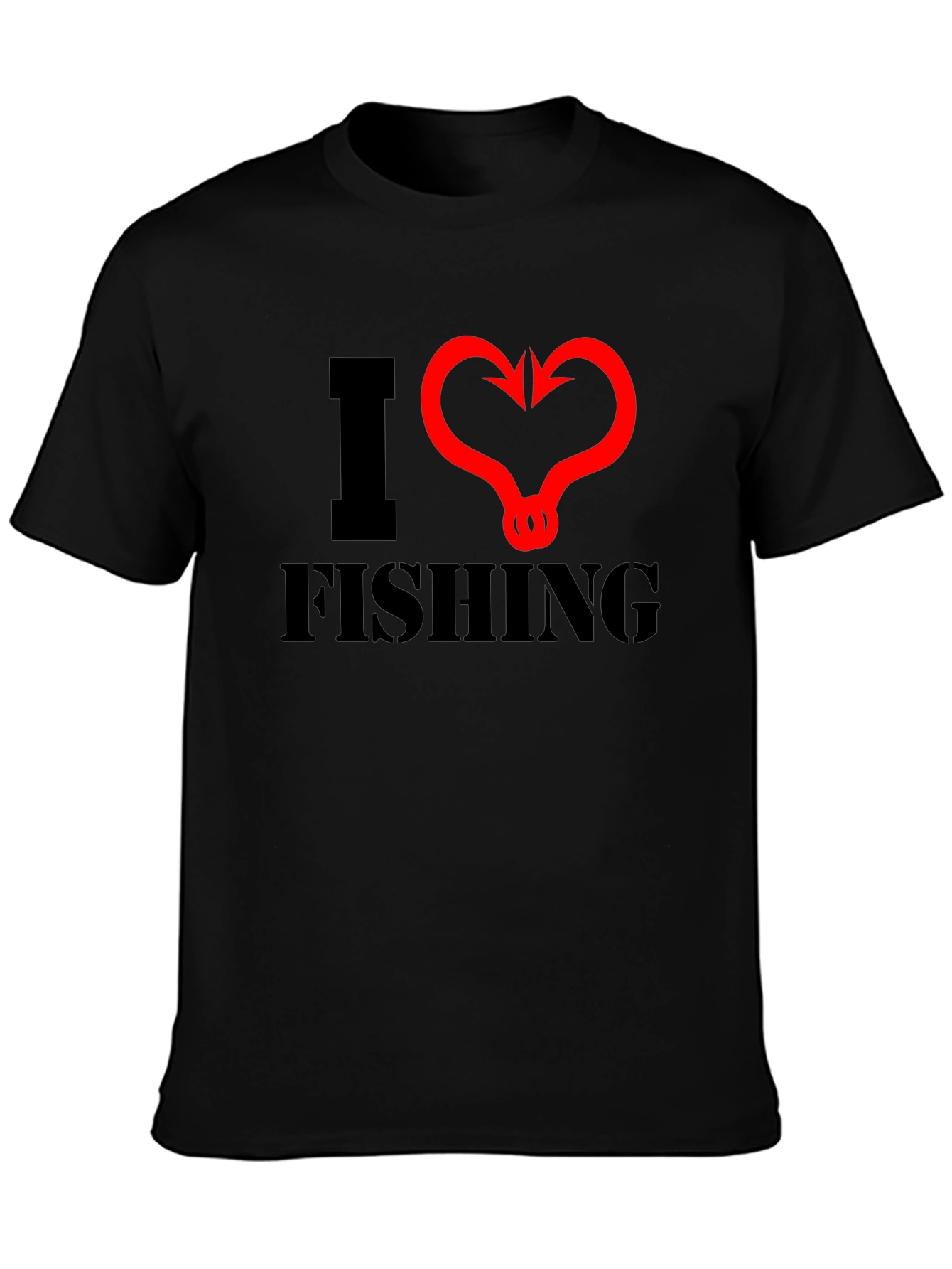 I Heart Fishing Graphic Tee - Black