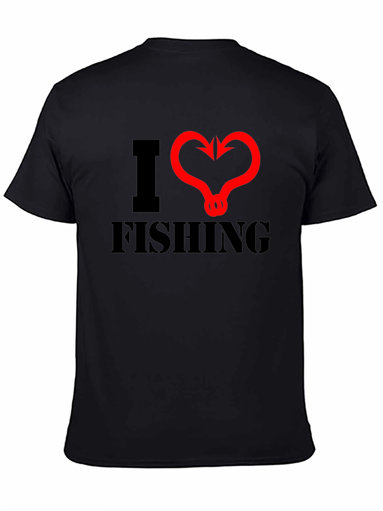 I Heart Fishing Graphic Tee - Black