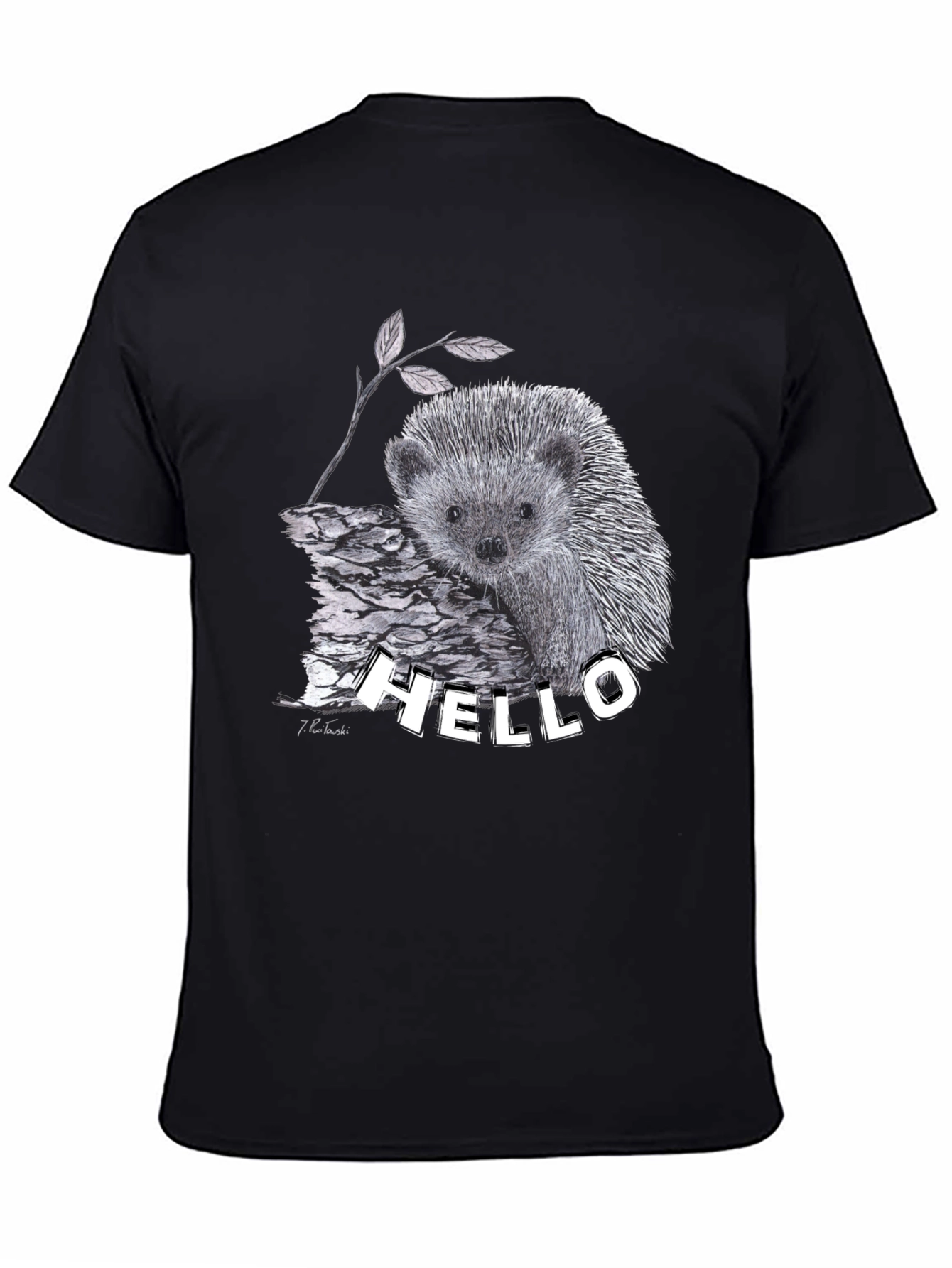 Hedgehog Hello T-Shirt Black
