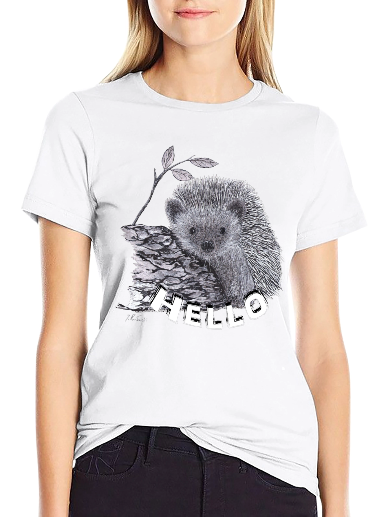 Hedgehog Hello T-Shirt Black