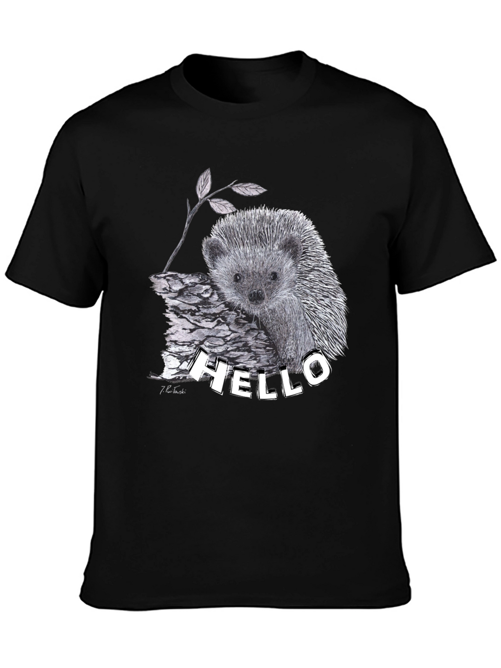Hedgehog Hello T-Shirt Black