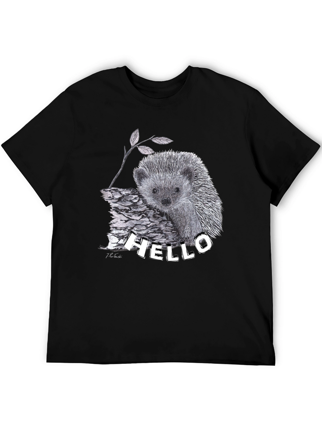 Hedgehog Hello T-Shirt Black