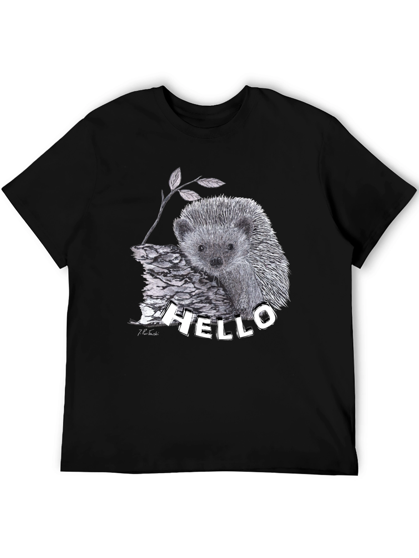 Hedgehog Hello T-Shirt Black