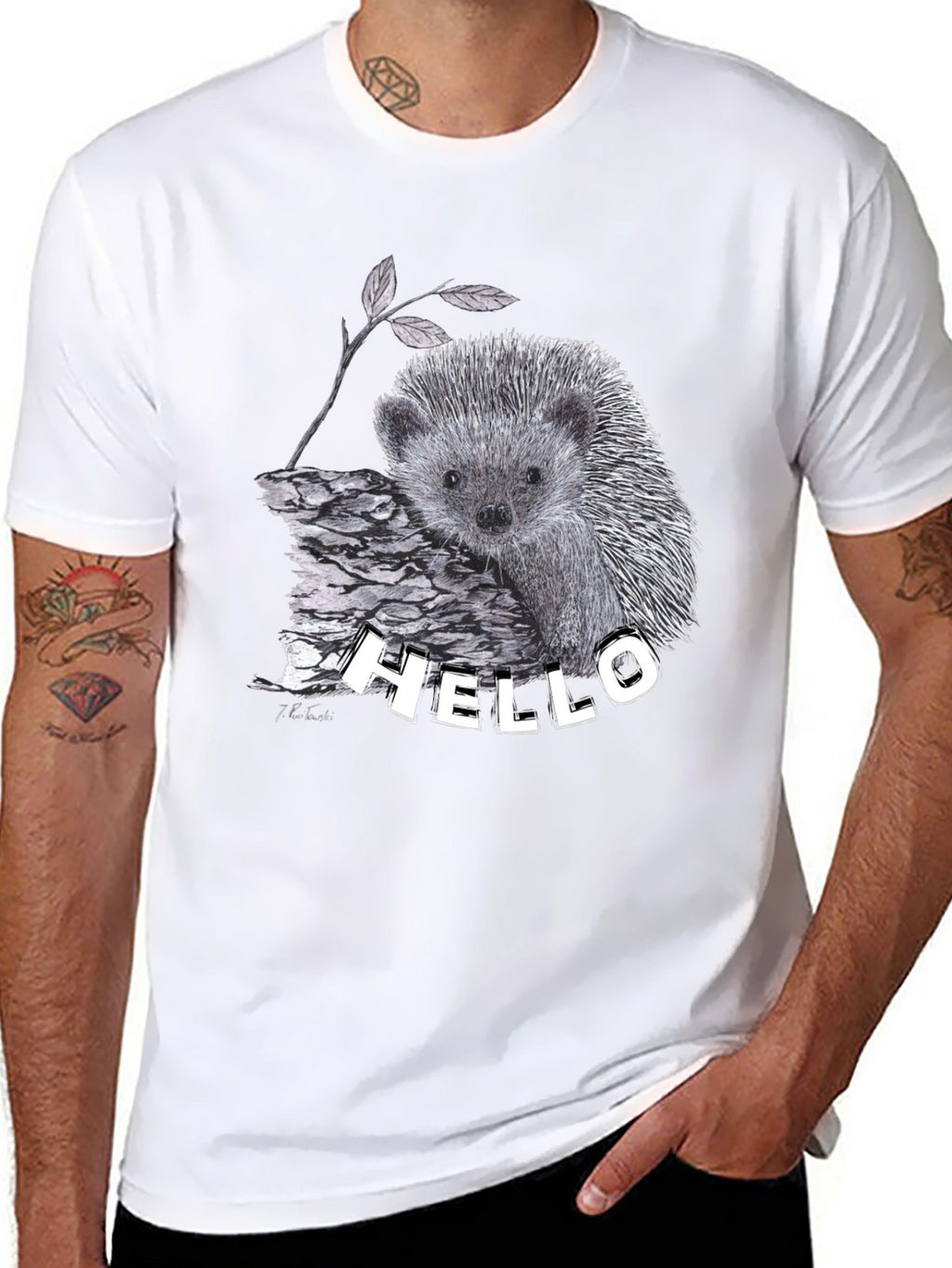 Hedgehog Hello T-Shirt Black