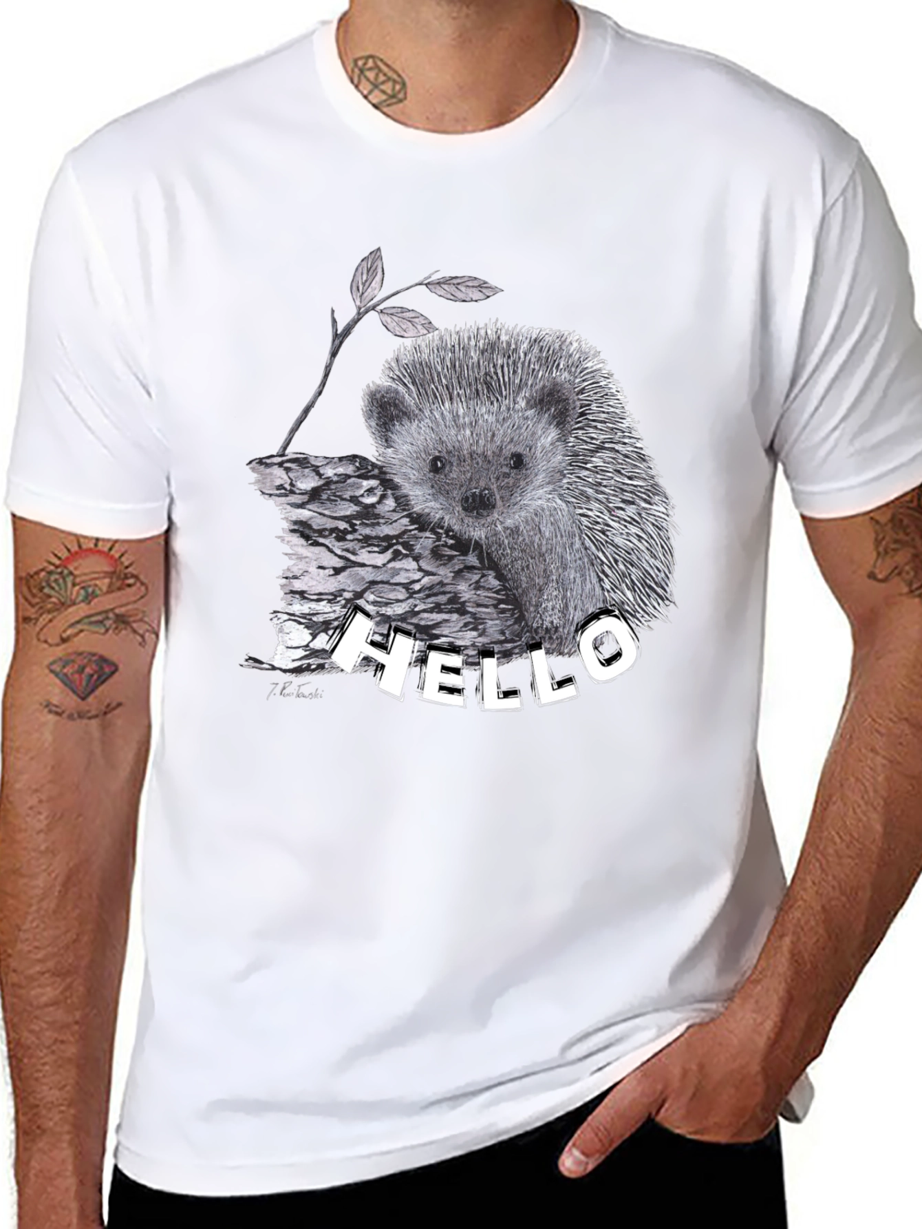 Hedgehog Hello T-Shirt Black