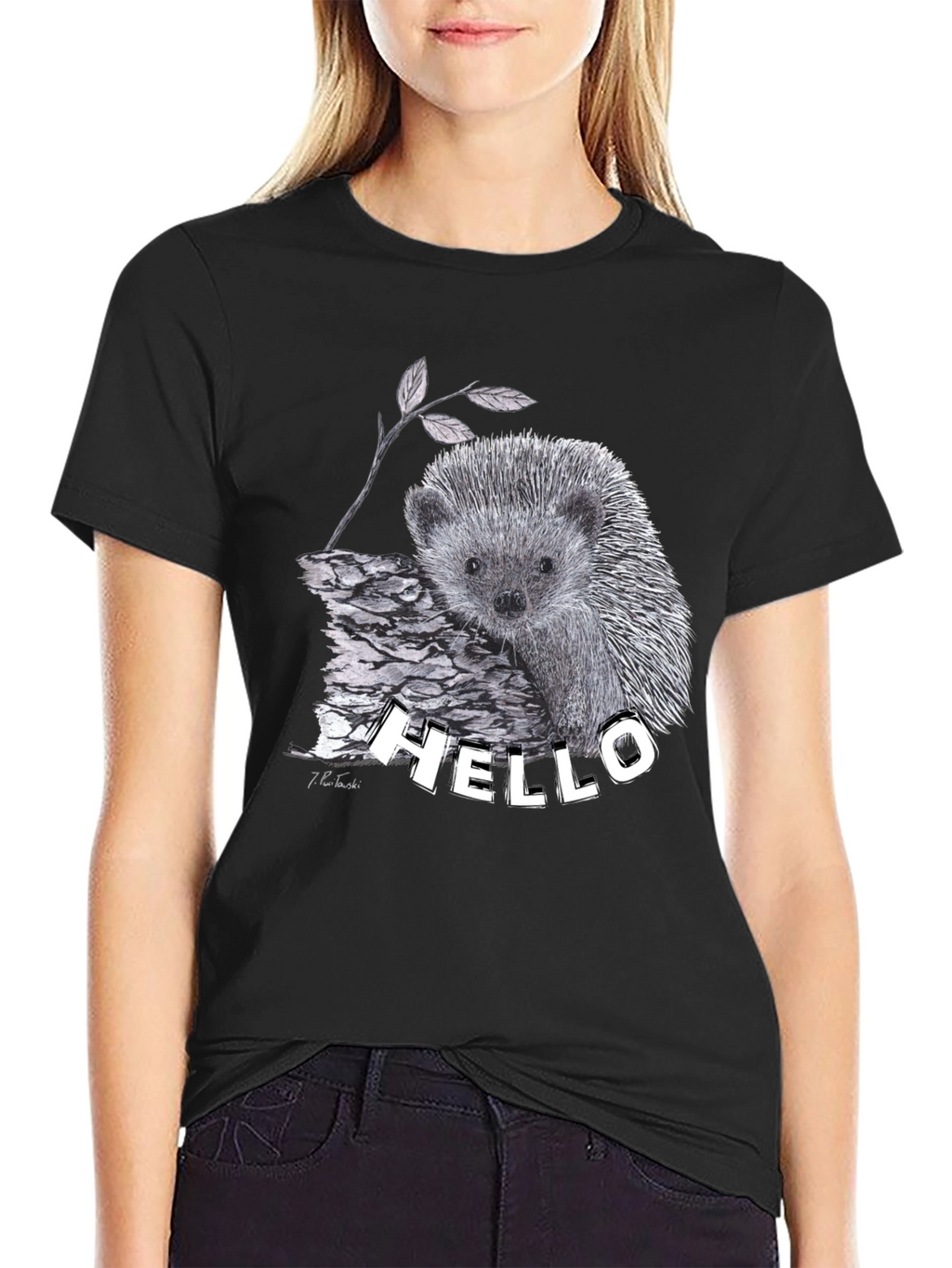 Hedgehog Hello T-Shirt Black