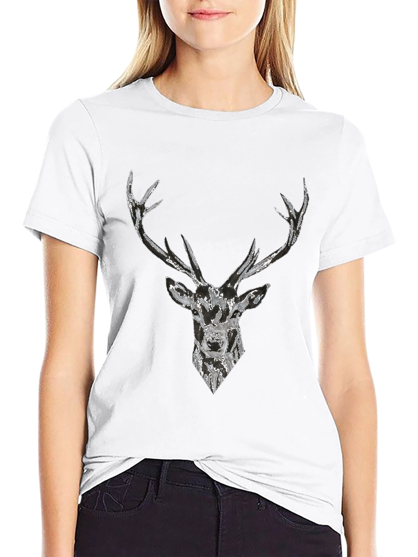 Deer Graphic Black T-Shirt