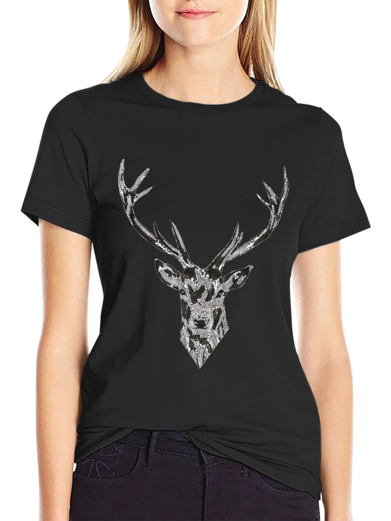 Deer Graphic Black T-Shirt
