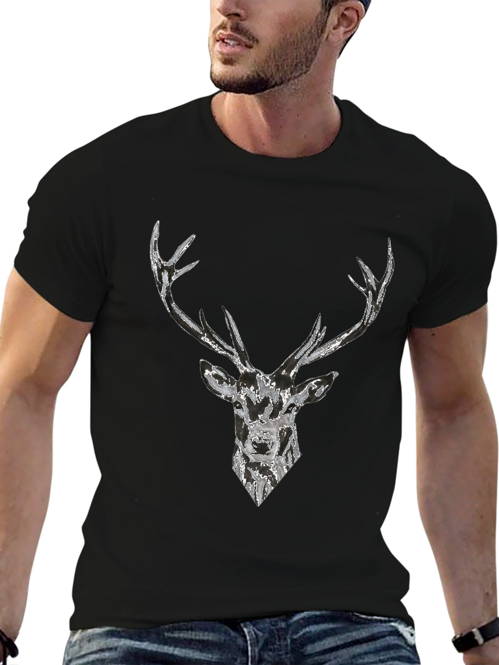 Deer Graphic Black T-Shirt