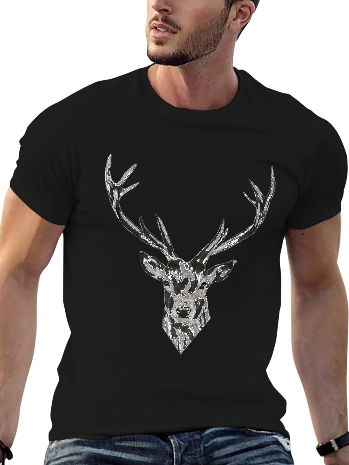 Deer Graphic Black T-Shirt