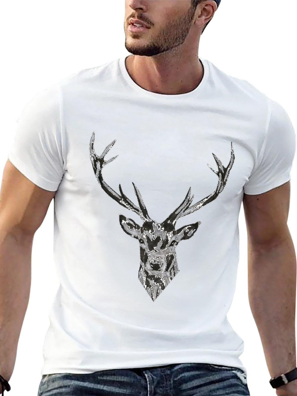 Deer Graphic Black T-Shirt