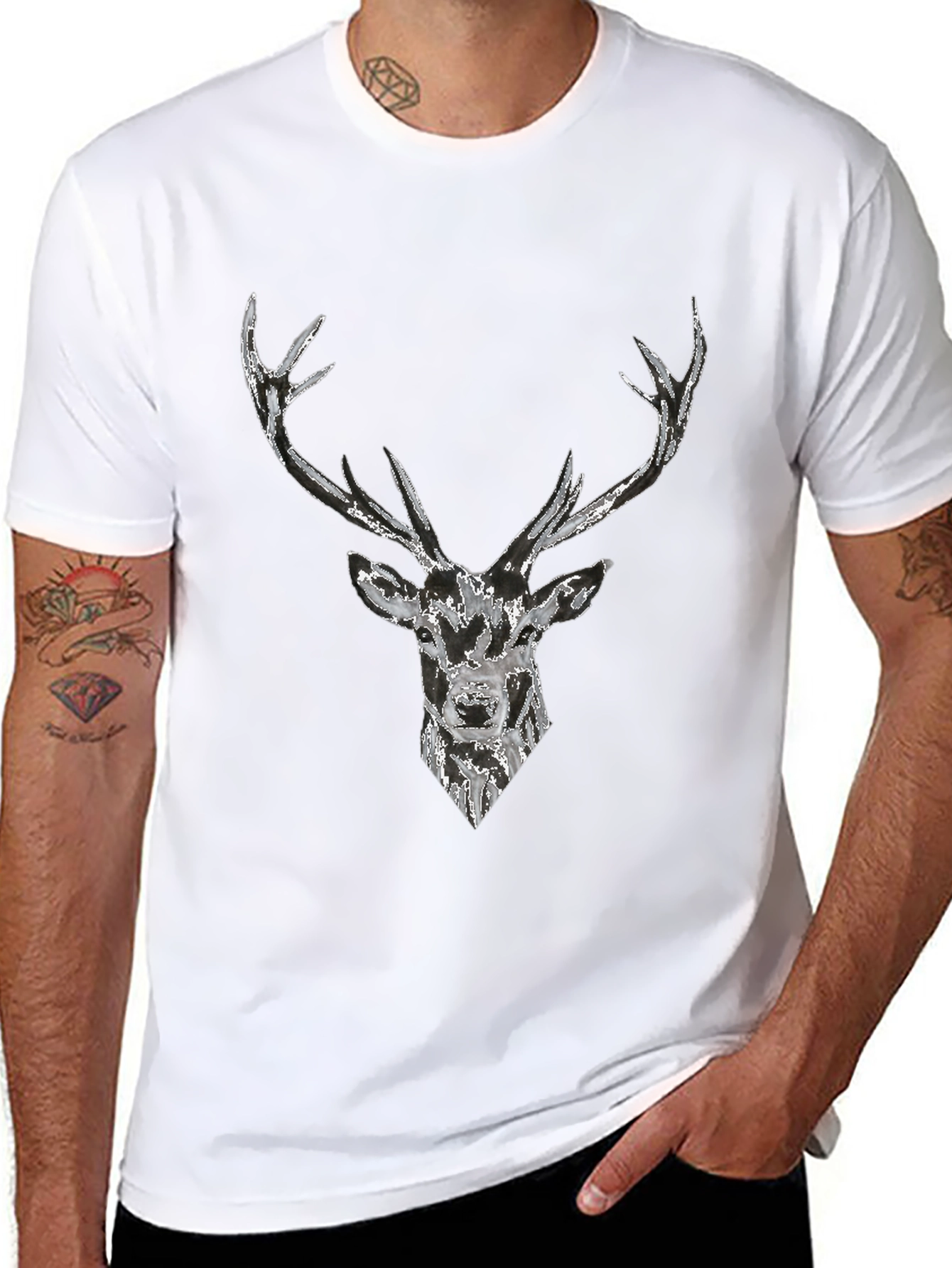 Deer Graphic Black T-Shirt