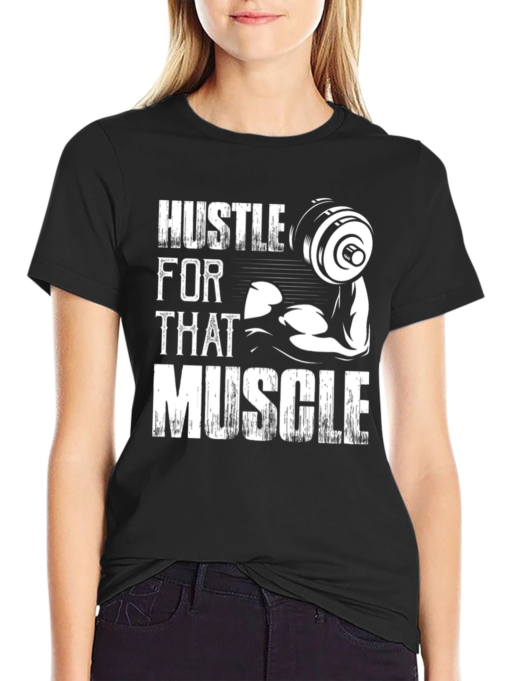 Hustle For That Muscle Graphic Tee - Black