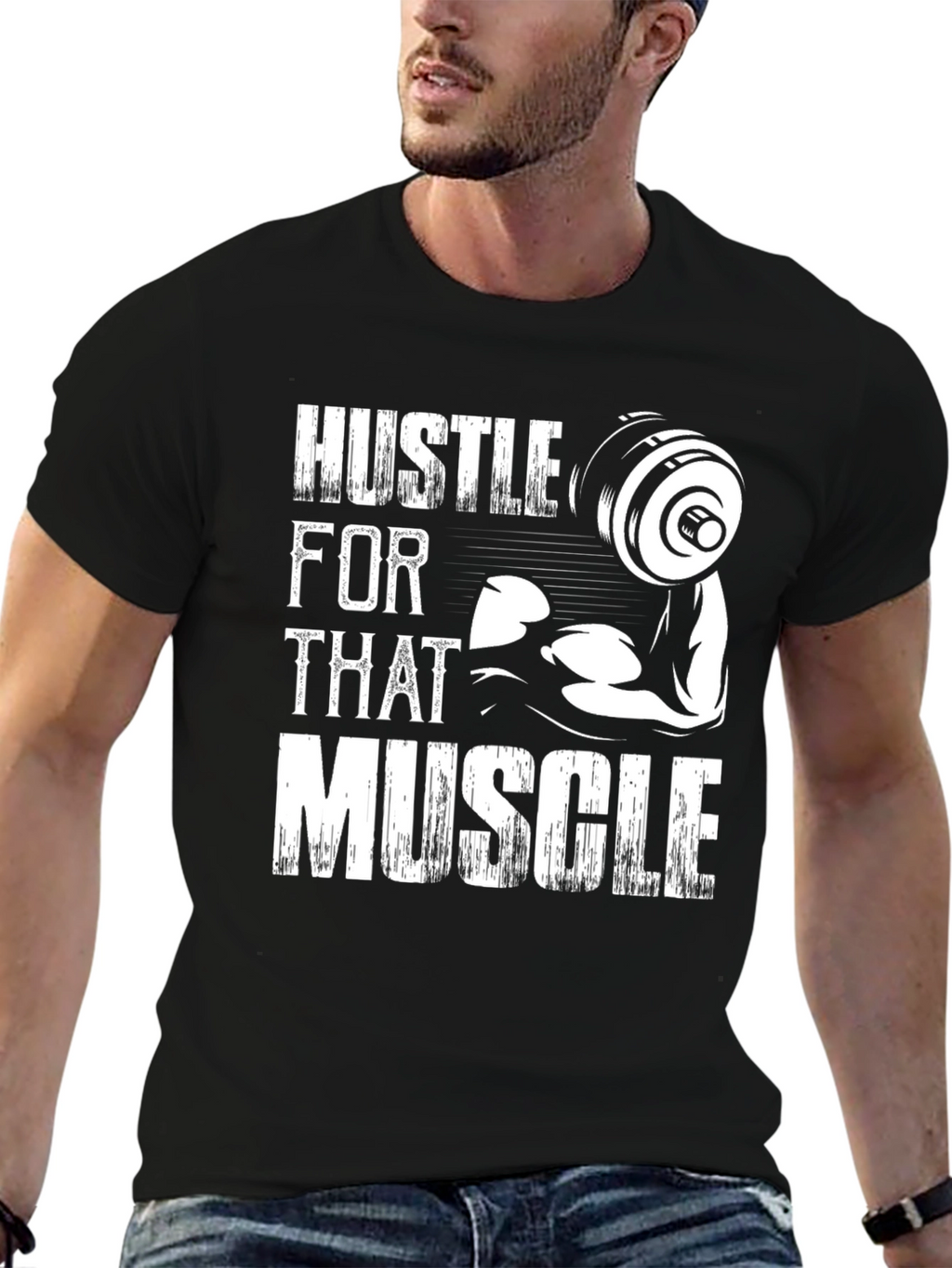 Hustle For That Muscle Graphic Tee - Black
