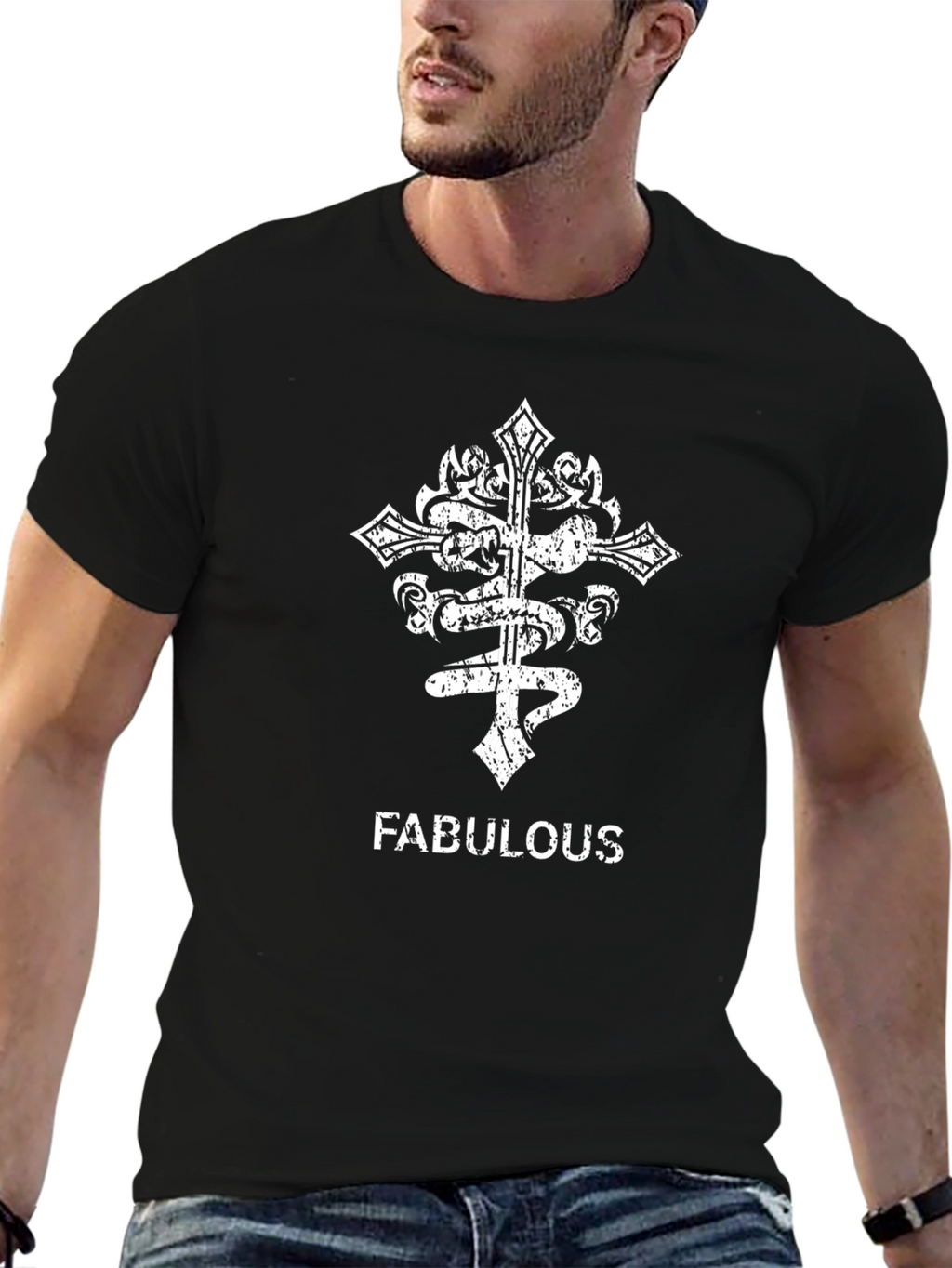 Fabulous Cross Graphic Black T-Shirt