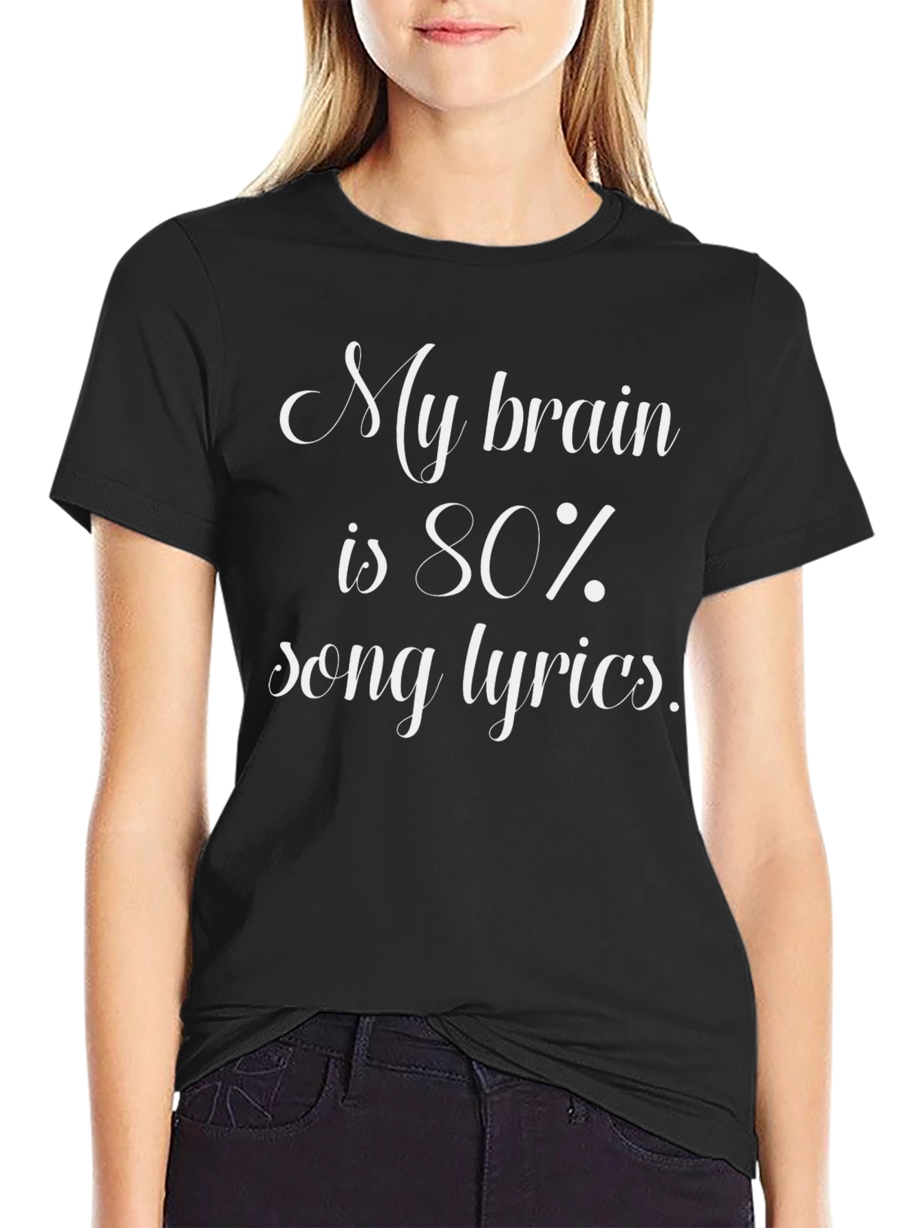 Song Lyrics Brain Black T-Shirt