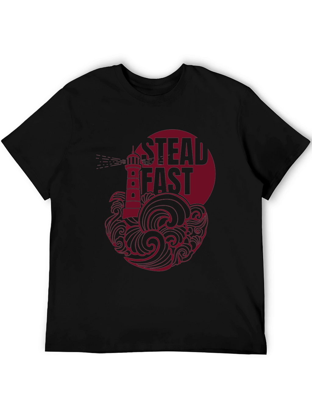 Steadfast Lighthouse Graphic Tee - Black Cotton