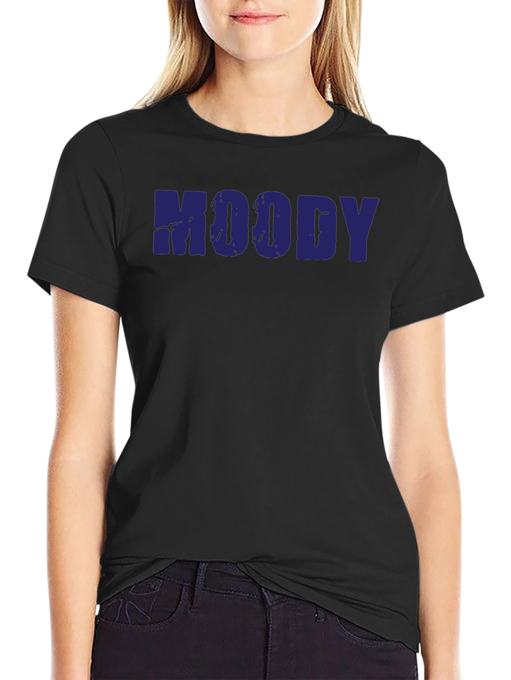 Moody Graphic T-Shirt - Dark Blue Text Tee