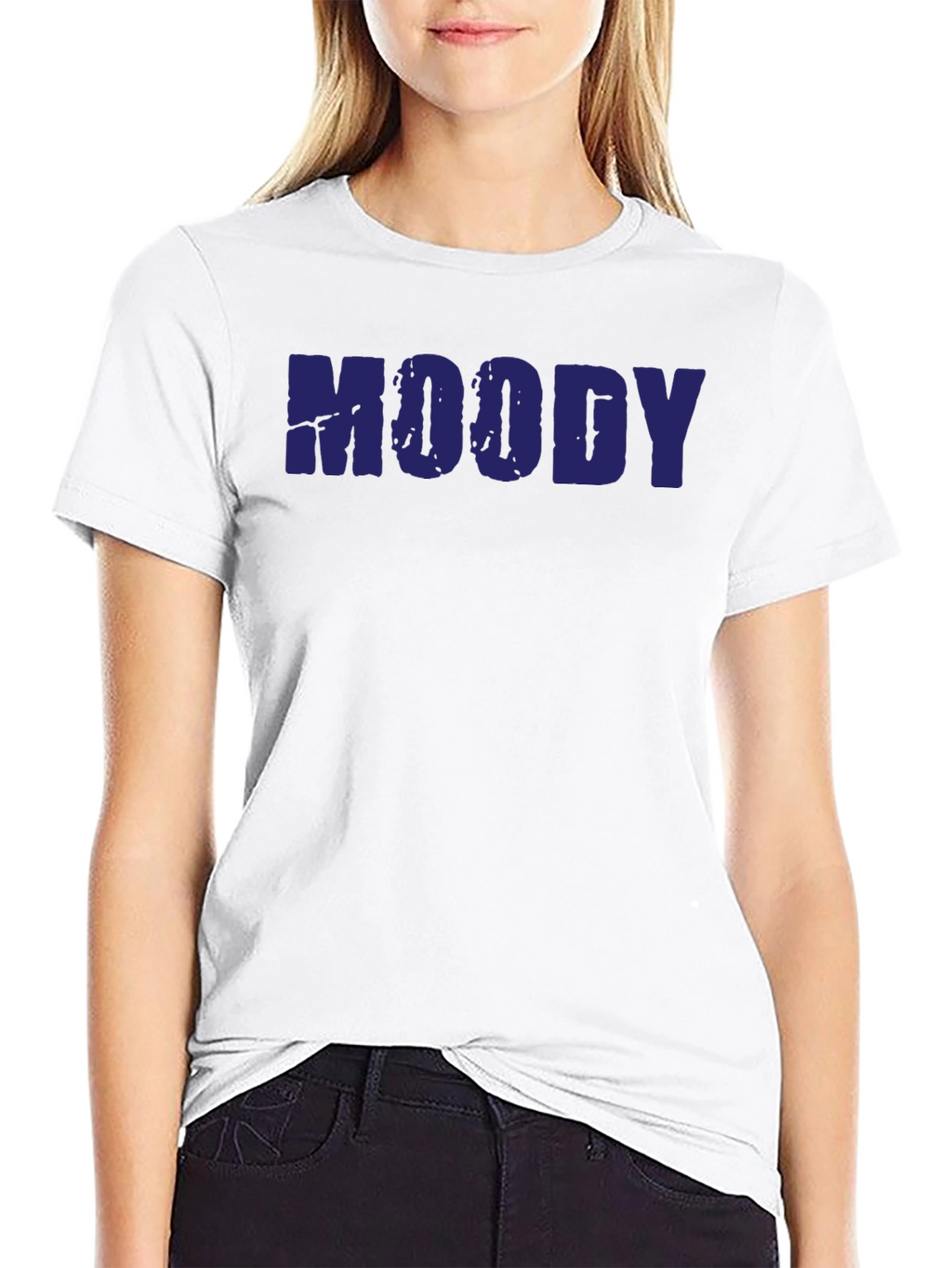 Moody Graphic T-Shirt - Dark Blue Text Tee