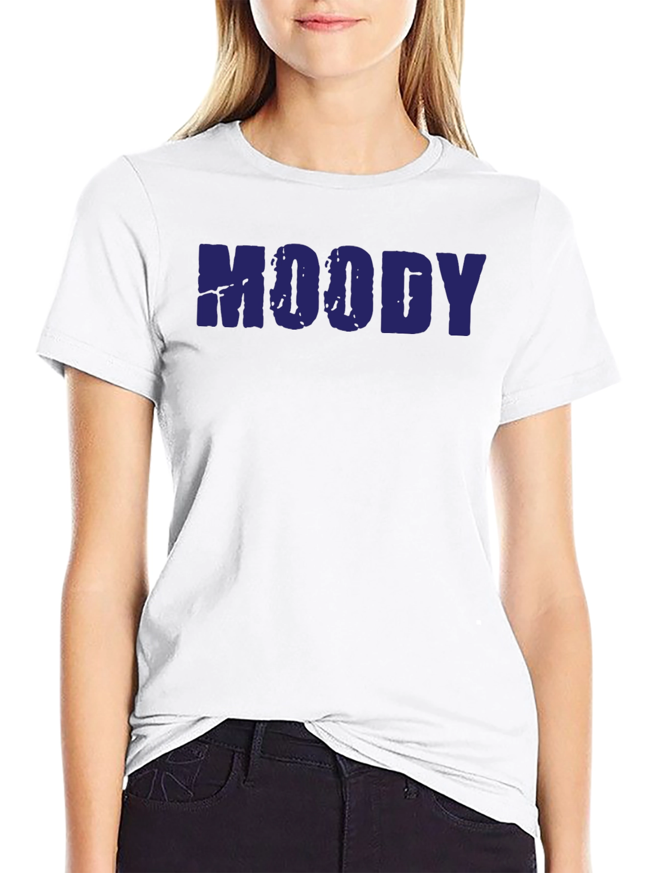 Moody Graphic T-Shirt - Dark Blue Text Tee