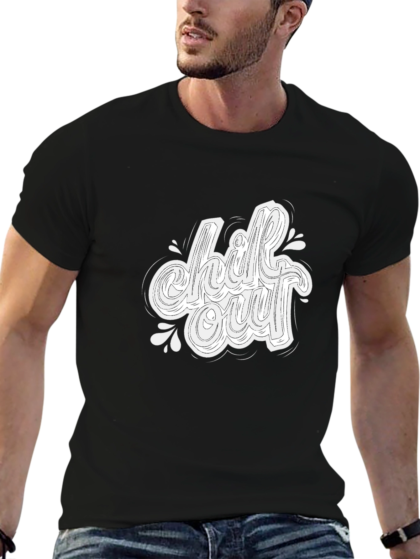 Chill Out Graphic Print Black T-Shirt