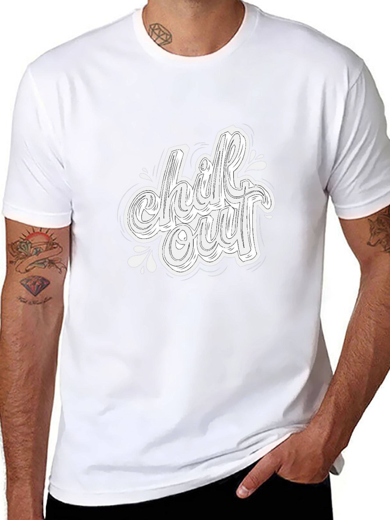 Chill Out Graphic Print Black T-Shirt