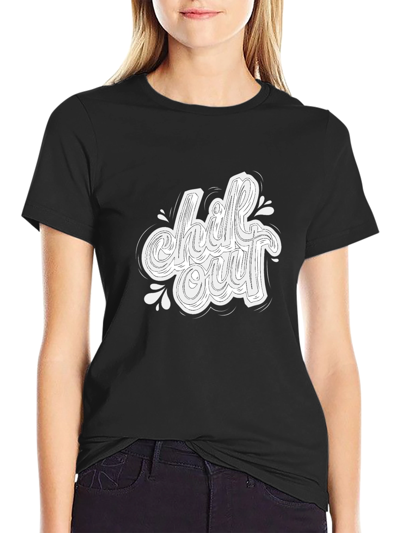 Chill Out Graphic Print Black T-Shirt