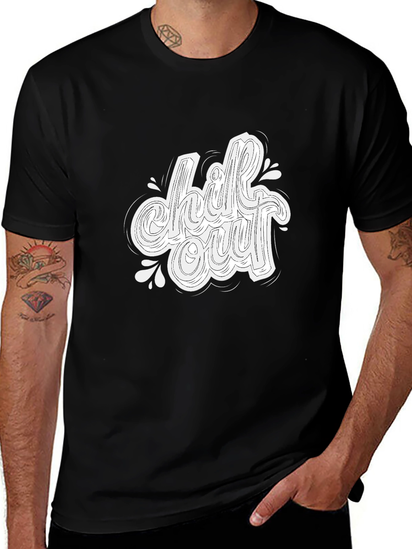 Chill Out Graphic Print Black T-Shirt