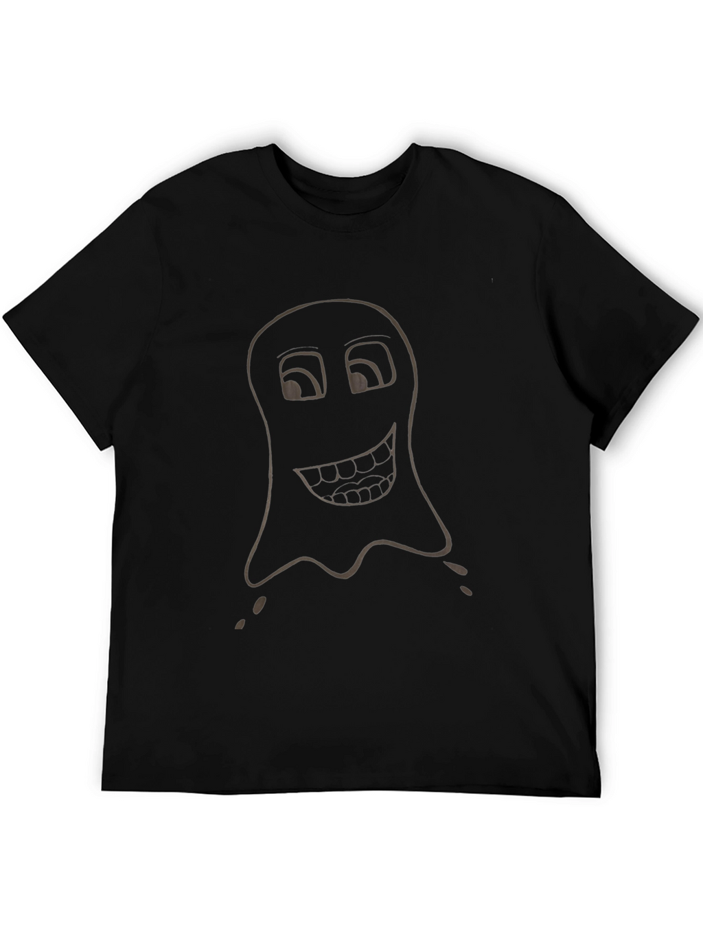 Funny Ghost Graphic Tee - Black Cotton T-Shirt