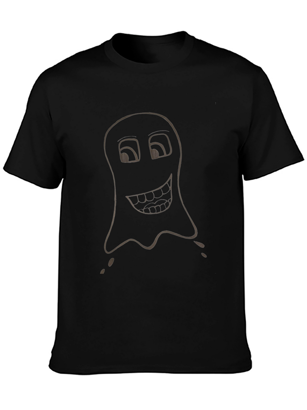 Funny Ghost Graphic Tee - Black Cotton T-Shirt
