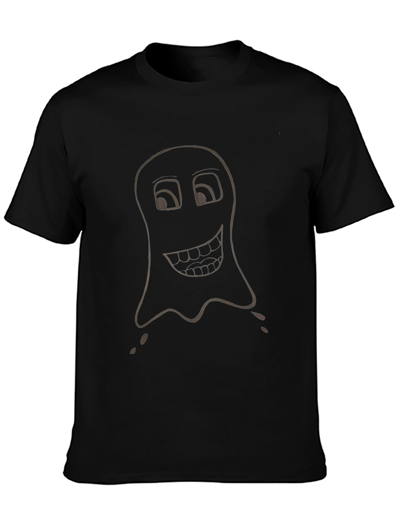 Funny Ghost Graphic Tee - Black Cotton T-Shirt