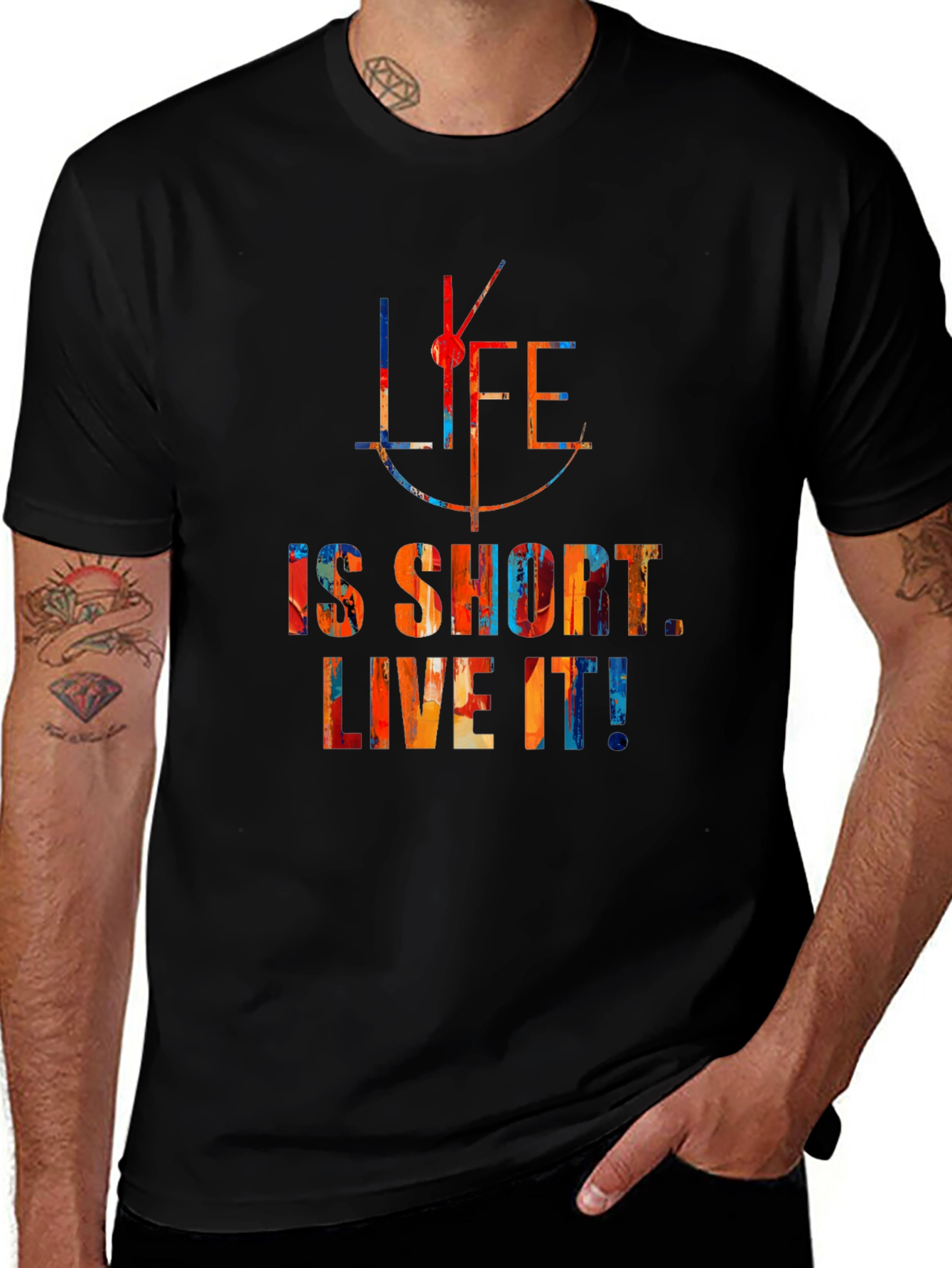 Life is Short Live It Mens Black T-Shirt