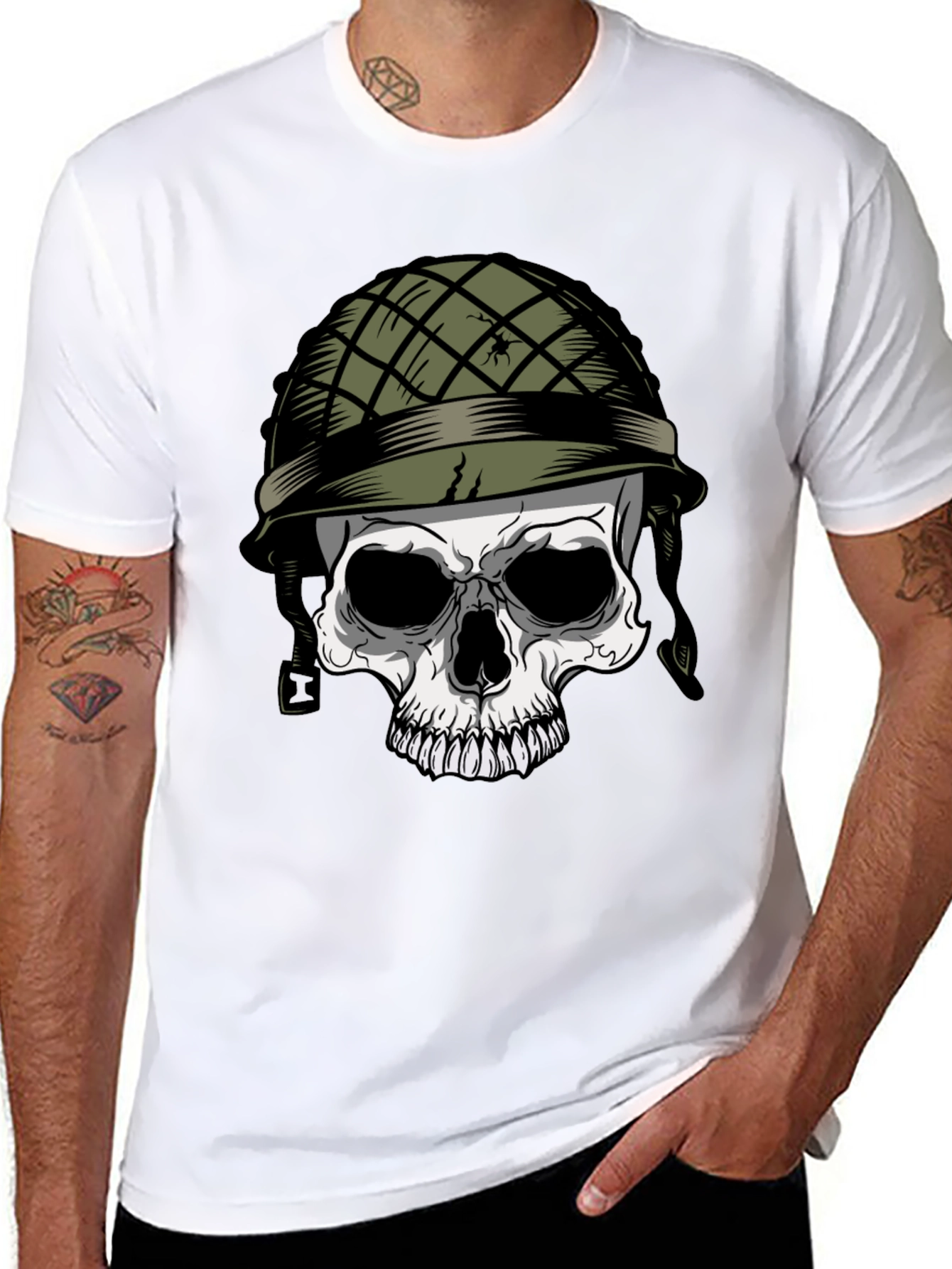 Skull Soldier Graphic Tee - Edgy Style
