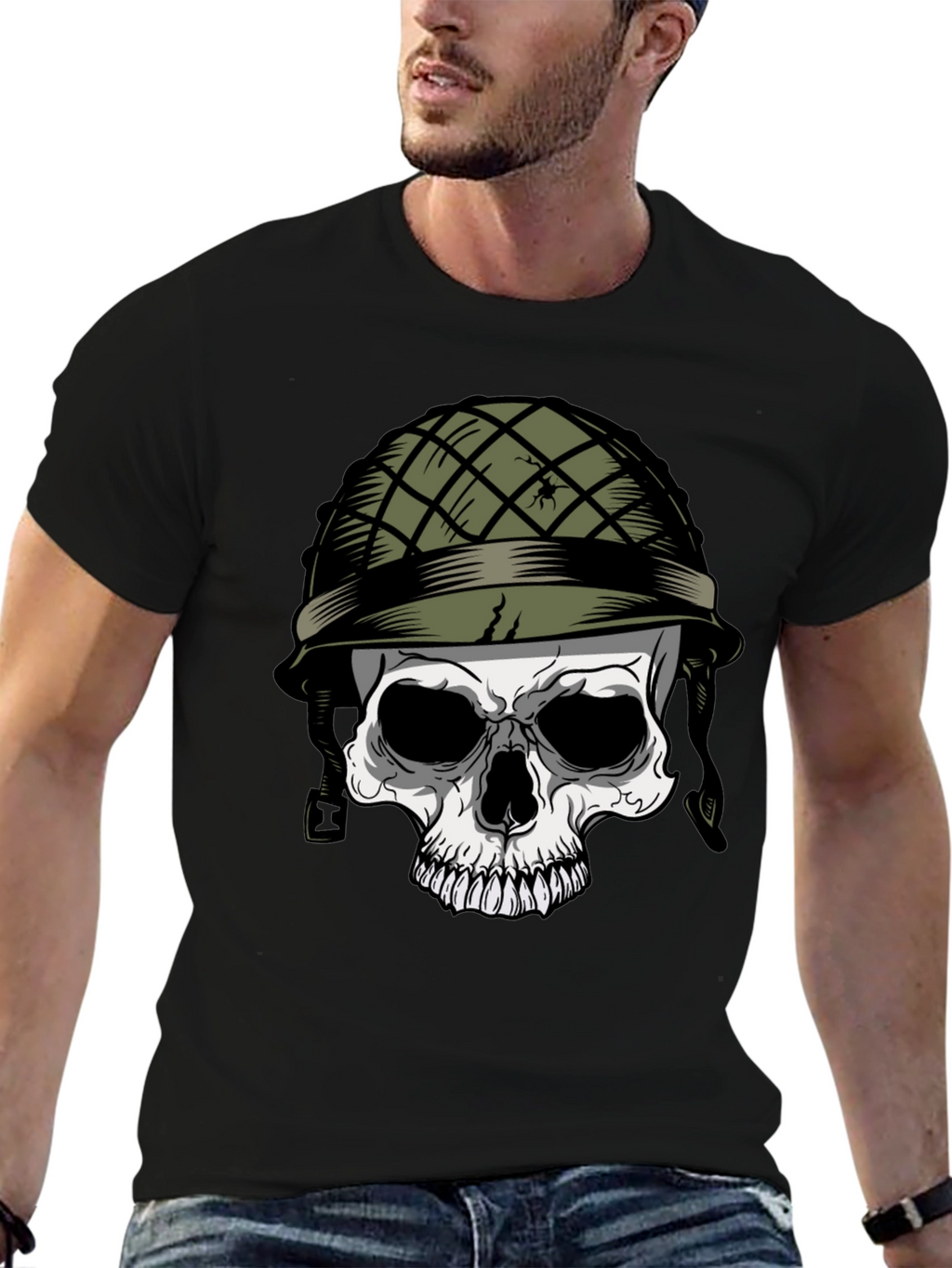 Skull Soldier Graphic Tee - Edgy Style