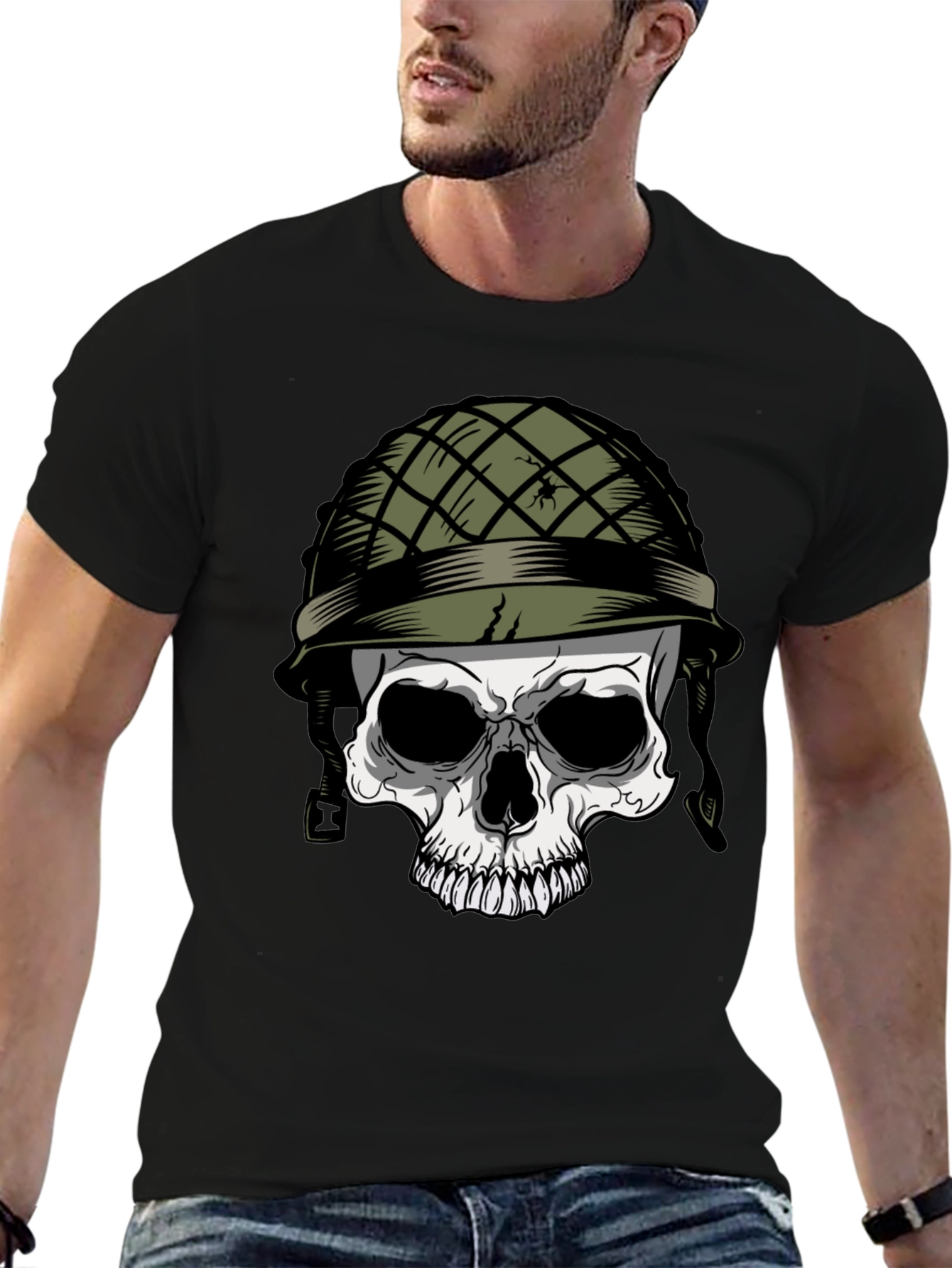 Skull Soldier Graphic Tee - Edgy Style