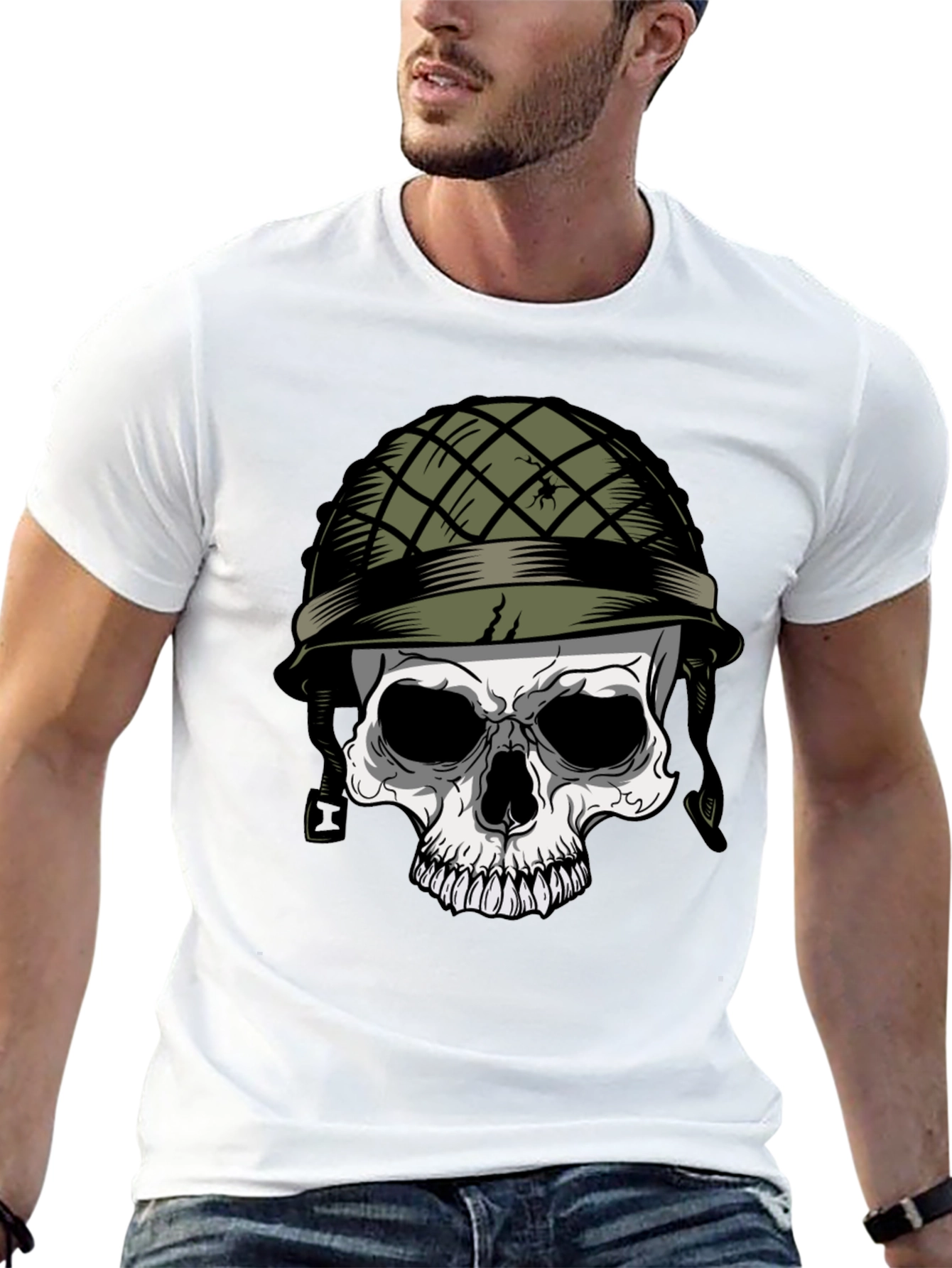 Skull Soldier Graphic Tee - Edgy Style