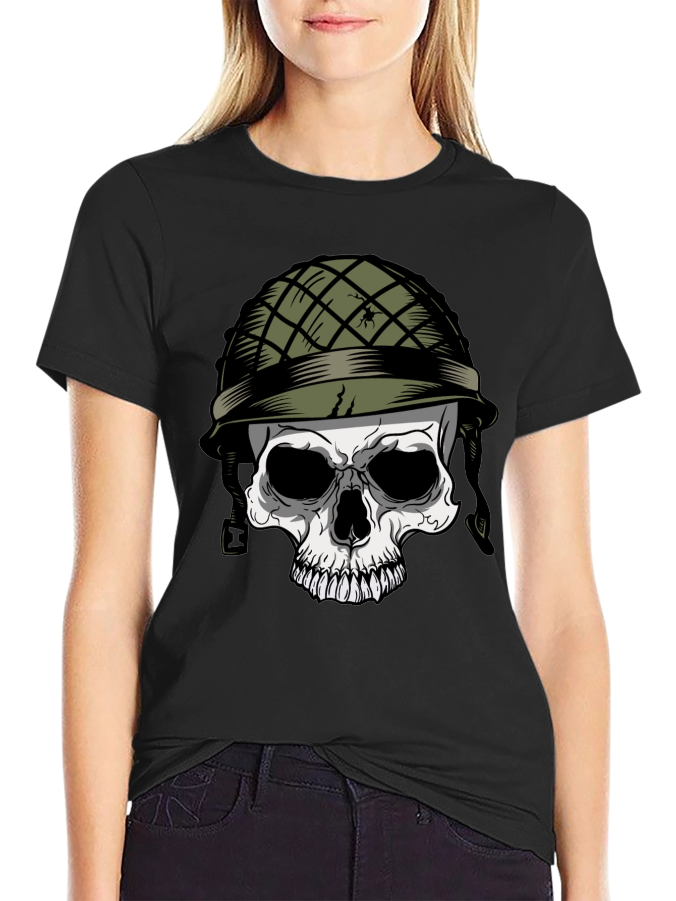 Skull Soldier Graphic Tee - Edgy Style