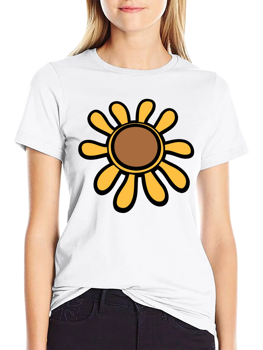Retro Flower Graphic T-Shirt - Black