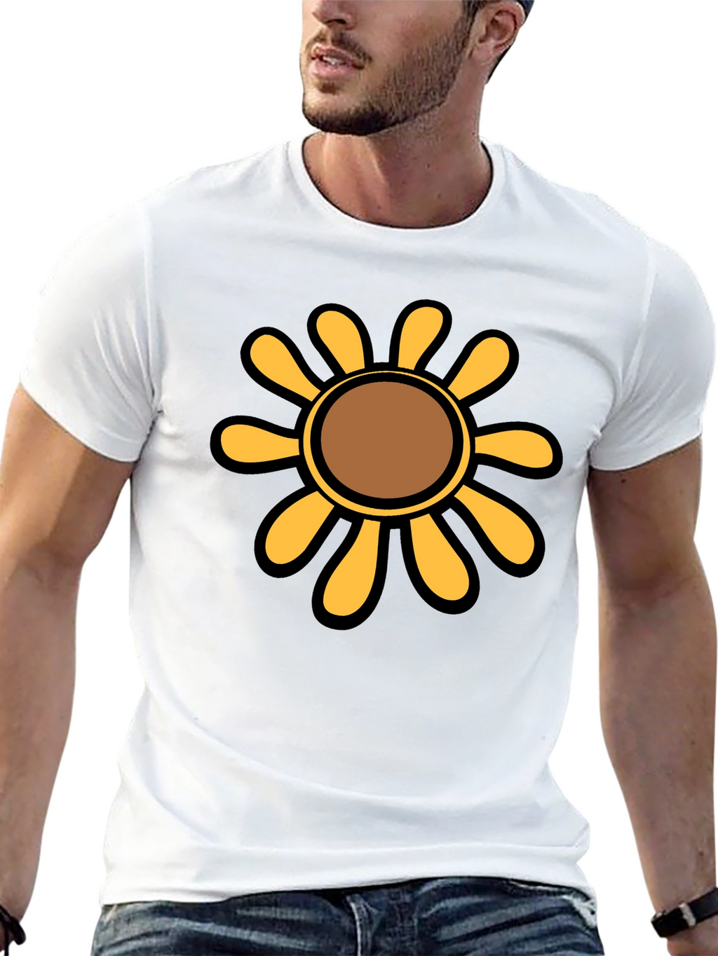 Retro Flower Graphic T-Shirt - Black