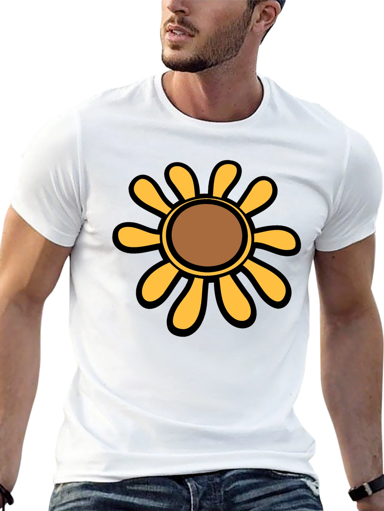 Retro Flower Graphic T-Shirt - Black