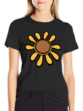 Retro Flower Graphic T-Shirt - Black