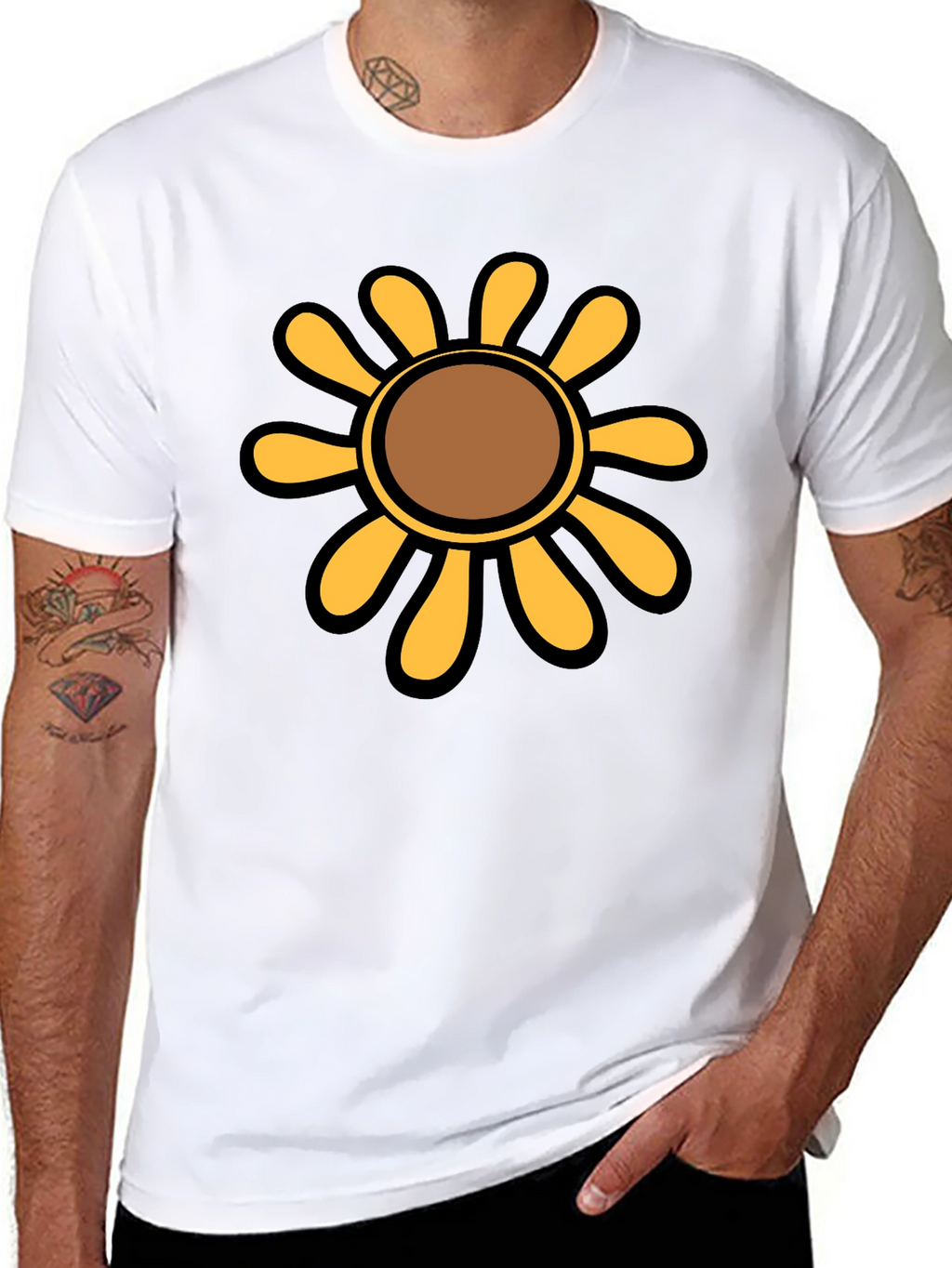 Retro Flower Graphic T-Shirt - Black