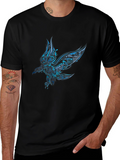 Mens Black T-shirt with Blue Eagle Design