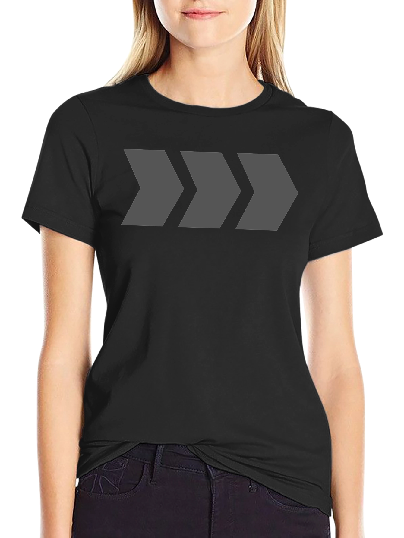 Mens Black T-Shirt with Geometric Arrow Design