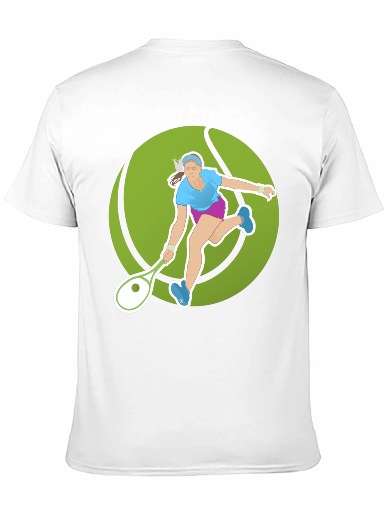 Tennis Player Graphic Tee - Black Cotton Blend