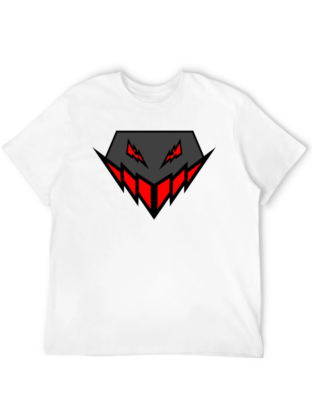 Mens Black Graphic Tee - Geometric Monster Design
