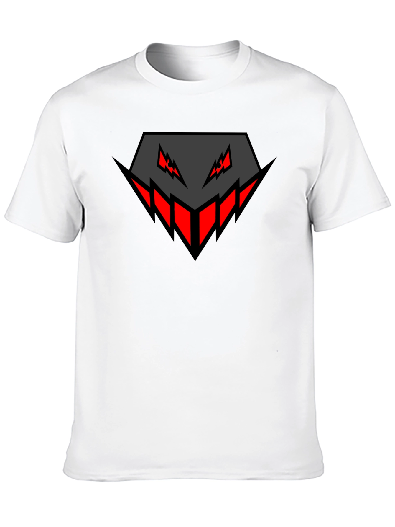 Mens Black Graphic Tee - Geometric Monster Design