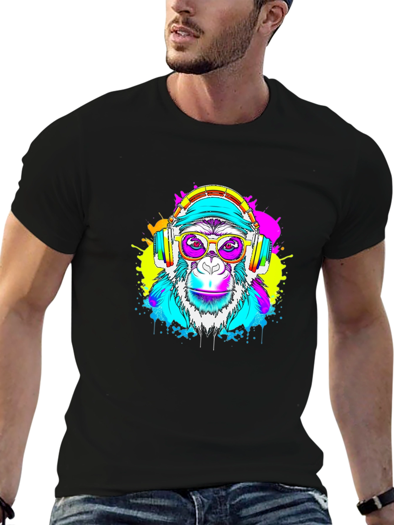 Monkey DJ Graphic Tee - Black T-Shirt