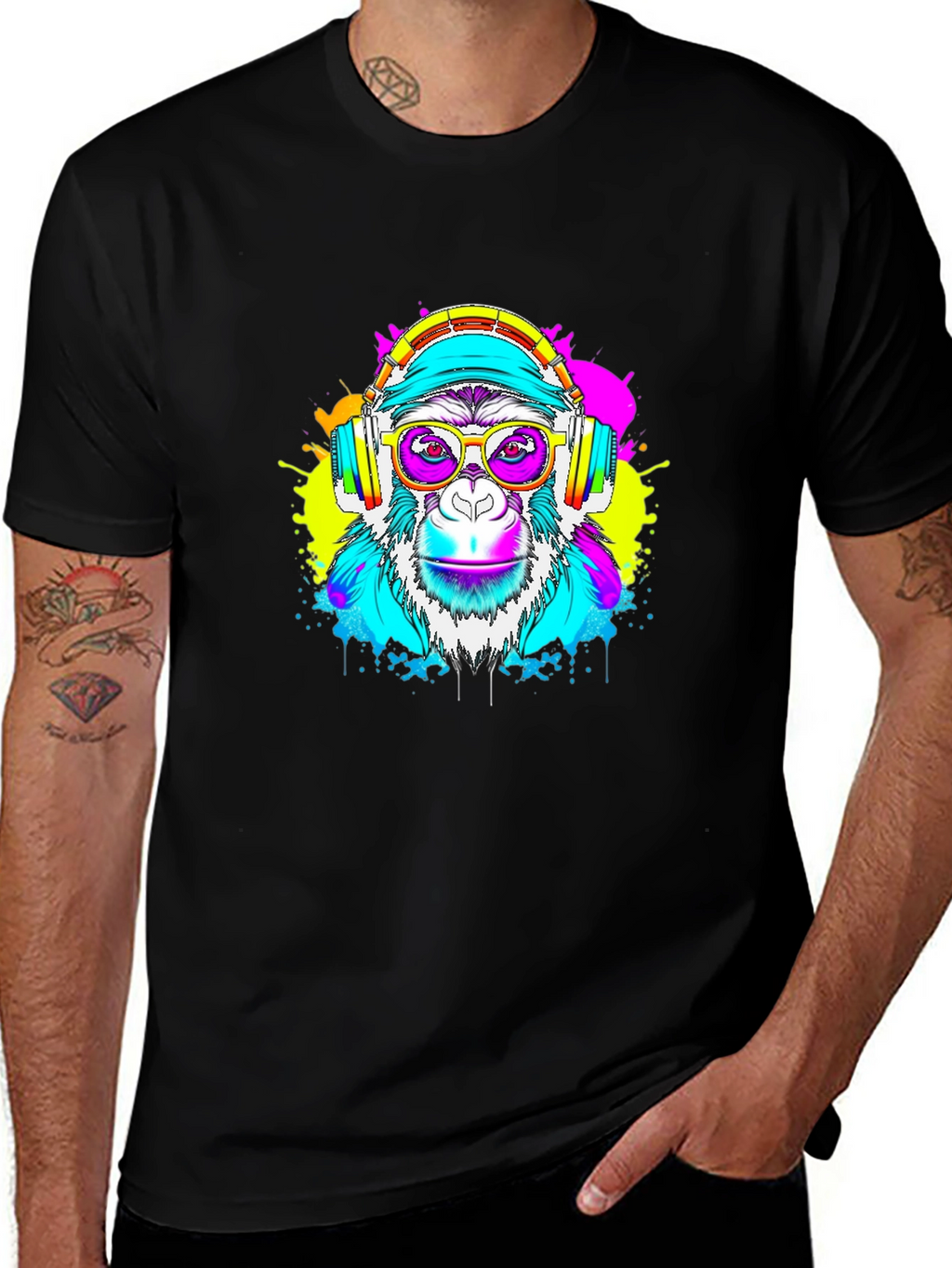 Monkey DJ Graphic Tee - Black T-Shirt