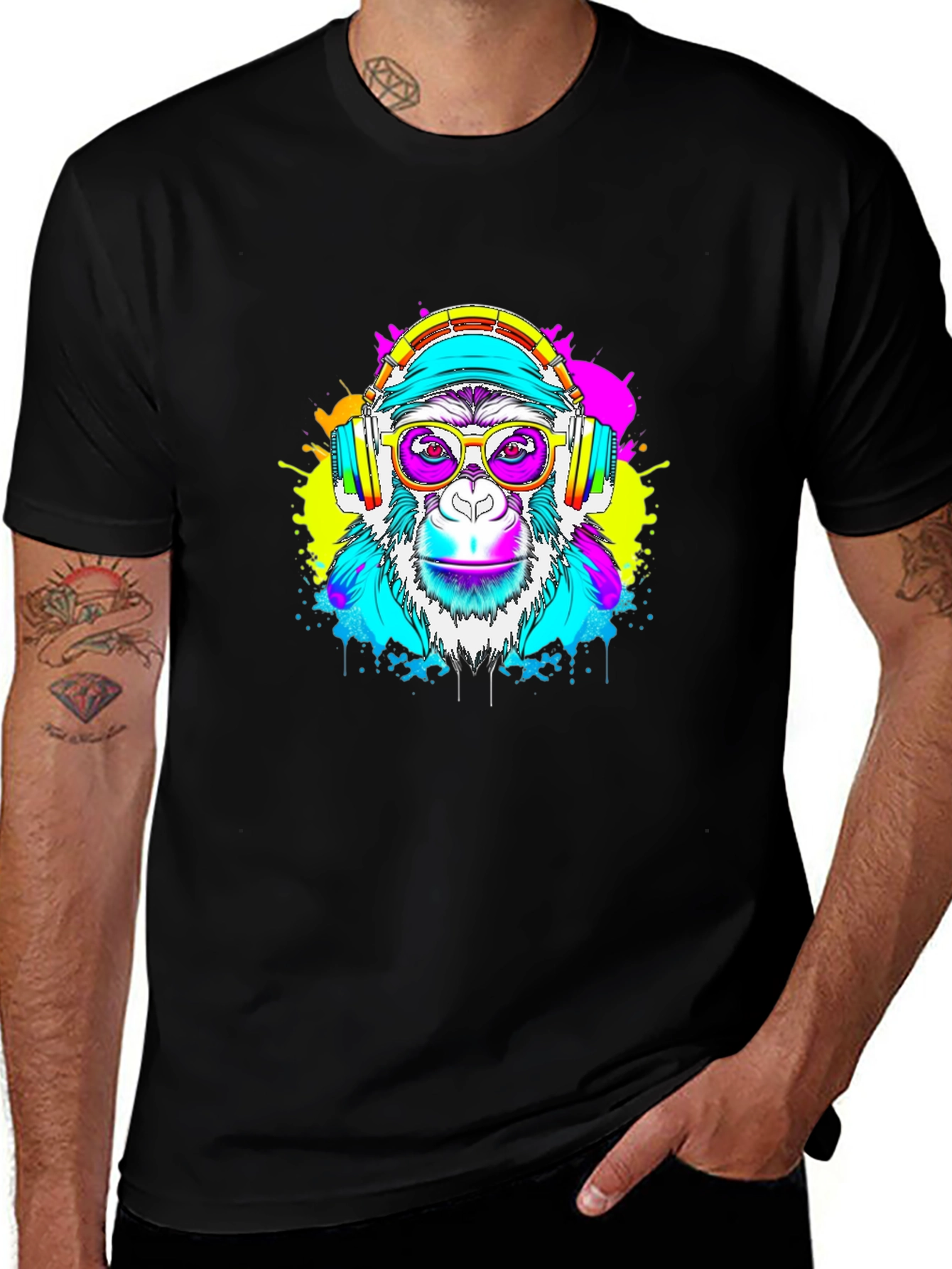 Monkey DJ Graphic Tee - Black T-Shirt